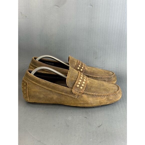 John Varvatos Loafers shoes Studded Brown Leather Distressed men’s size 10.5 main image 8